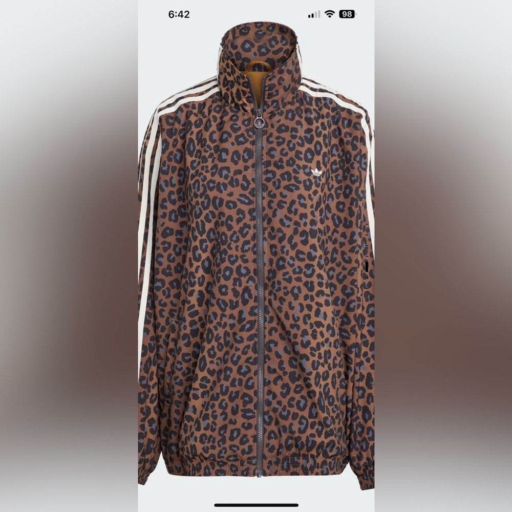 Adidas Women's Brown Leopard Bomber Jacket